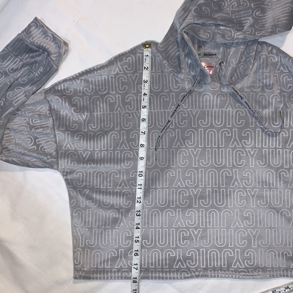NEW!Juicy Couture Womens Velour Long Sleeve Cropped Lightweight Hoodie Pull over - Picture 6 of 8